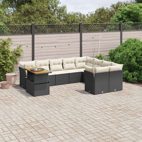 vidaXL 10-dijelni set vrtnih sofa s jastucima crni od poliratana Cijene