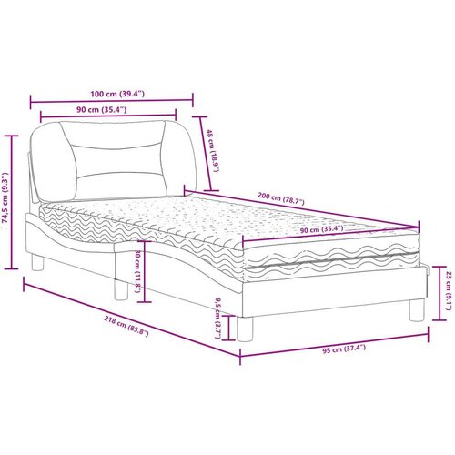  Krevet s madracem boja cappuccina 90 x 200 cm od umjetne kože Slike