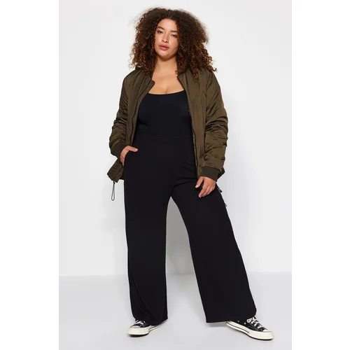 Trendyol Curve Plus Size Pants - Black - Wide leg