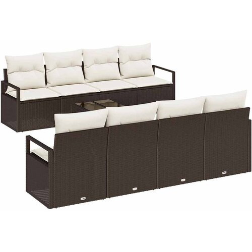  Set sofe 7 kom. 6-Broj sjedala Smeđa i krem poliratan 230 x 62 x 85 cm Slike