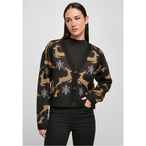 UC Ladies Women's Short Oversized Christmas Cardigan Black/Gold Cijene