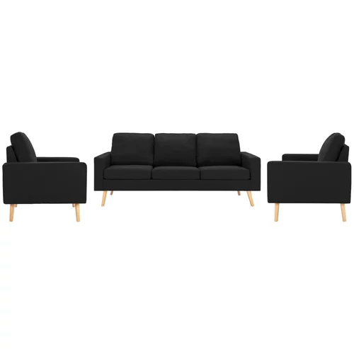  3-dijelni set sofa od tkanine crni