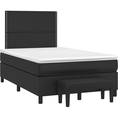 VidaXL Boxspring postelja z vzmetnico črna 120x190 cm umetno usnje Slike