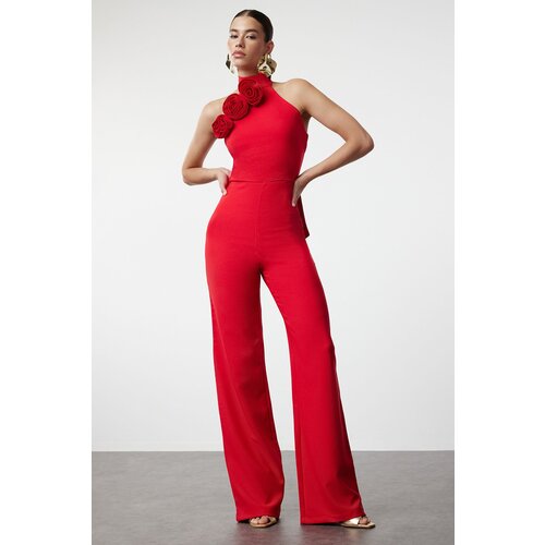 Trendyol Red Rose Detailed Woven Jumpsuit Slike