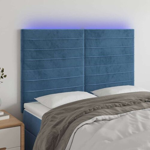  Posteljno vzglavje temno modro 144x5x118/128 cm žamet, (20953299) Slike