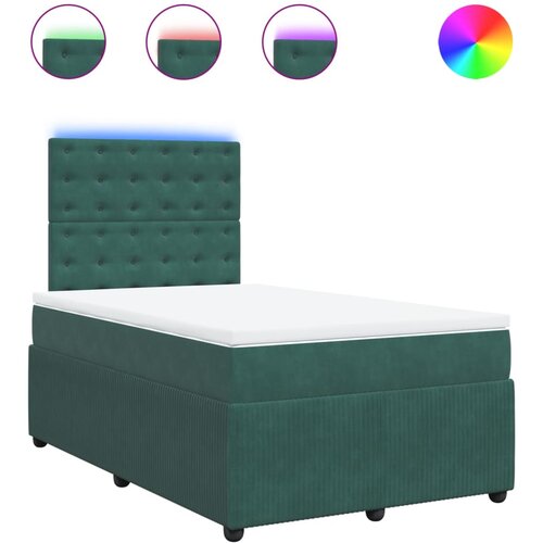 VidaXL Box spring postelja z vzmetnico temno zelena 120x200 cm žamet, (21308909) Slike
