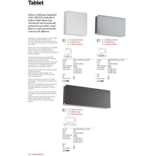  Redo 01-2384 - LED zidno svetlo TABLET LED/11W/230V 3000K CRI 90 crno Slike