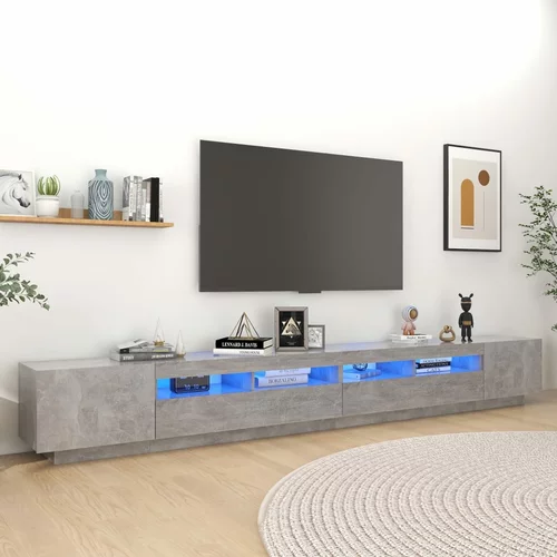 vidaXL TV ormarić s LED svjetlima siva boja betona 300 x 35 x 40 cm