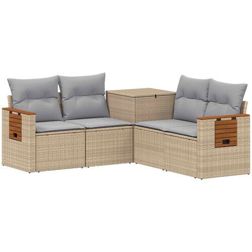  Set sofe 5 kom. Bež i svijetlo siva Poli Rattan i čelik Slike