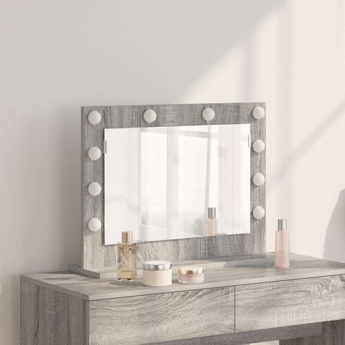 vidaXL Ogledalo za ličenje Sivo sonoma MDF, Steklo 60 x 45 x 18 cm Cene