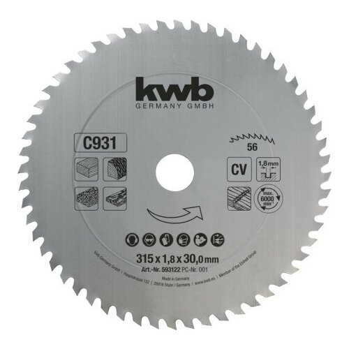 KWB rezni disk za cirkular 315x30 56Z, CrV, za drvo ( 49593122 ) Cene
