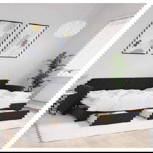 vidaXL Dnevni krevet na razvlačenje s ladicama crni 80 x 200 cm baršun Cene
