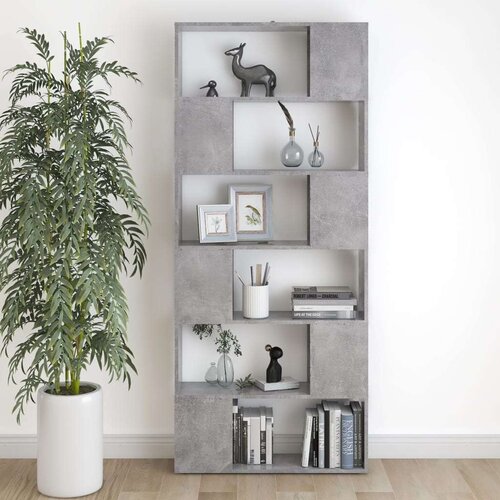VidaXL Knjižna omara za razdelitev prostora betonsko siva 80x24x186 cm Slike