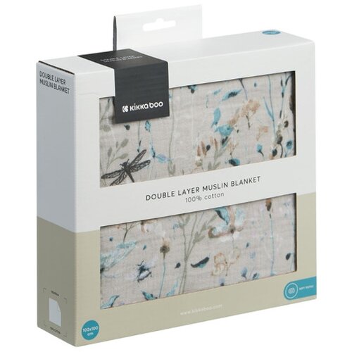 Kikka Boo dvoslojno baby ćebence od muslina 100x100 Dreamy Fields Grey (KKB13110) Slike