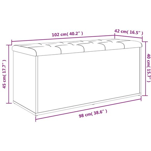  Klupa za cipele siva boja hrasta 102x42x45 cm konstruirano drvo Slike