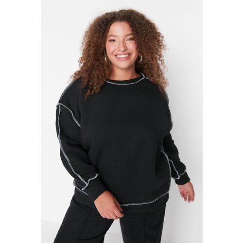 Trendyol Curve Black Stitch Detail Knitted Sweatshirt Slike