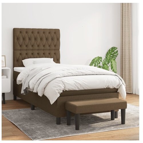 vidaXL Box spring postelja z vzmetnico temno rjava 90x200 cm Cene