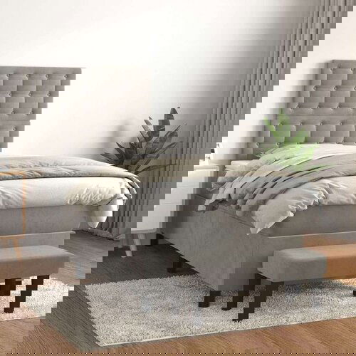 Box spring postelja z vzmetnico svetlo siva 80x200 cm žamet, (20790559) Slike