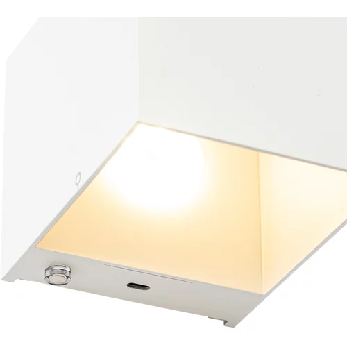 QAZQA Stenska svetilka bela z LED in zatemnitvijo na dotik, polnilna - Joris