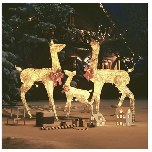  Božična dekoracija družina jelenov 201 zlatih LED lučk