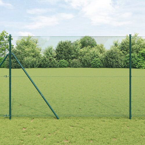 vidaXL varjena žična ograja z 13 stebrički zelena 1.5x50 m jeklo Cene