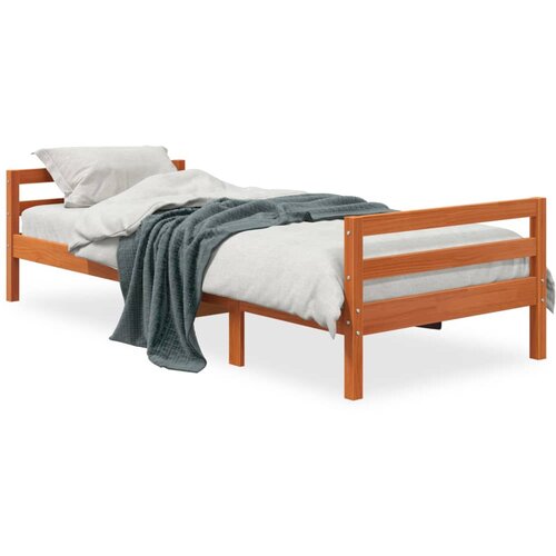 VidaXL Posteljni okvir medeno rjav 90x190 cm trdna borovina Slike