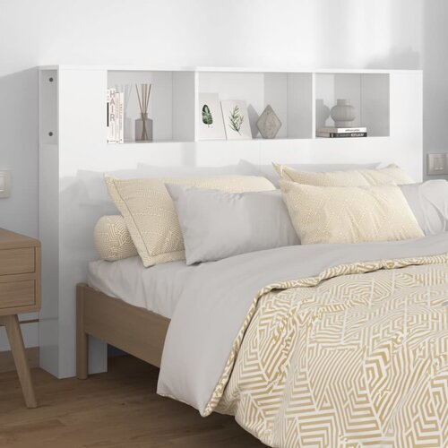 The Living Store Vzglavna omarica visok sijaj bela 160x18,5x104,5 cm - Vzglavna Omarica, (21418830) Slike