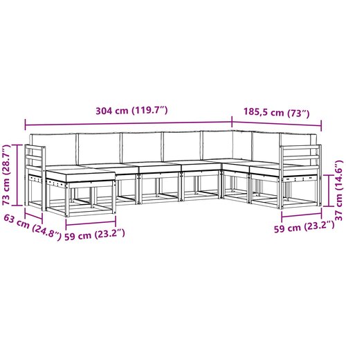  Set vanjskih sofa 8 kom. Prirodna i krem Smeđa 304 x 185,5 x 73 cm Slike