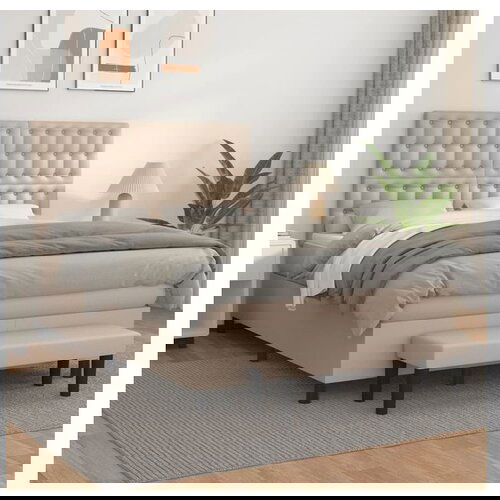 VidaXL Box spring postelja z vzmetnico kapučino 140x190cm umetno usnje Slike