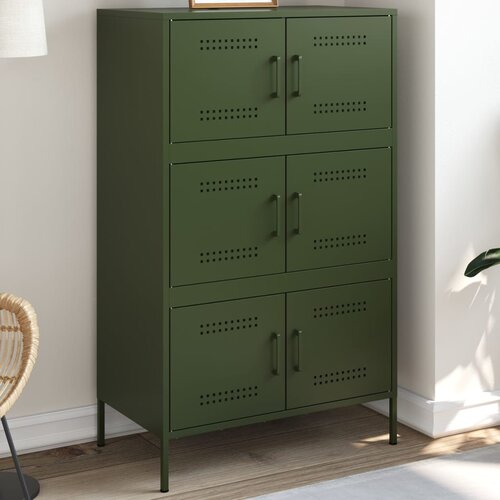 VidaXL Visoka komoda maslinastozeleni 67 x 39 x 113 cm čelična Slike