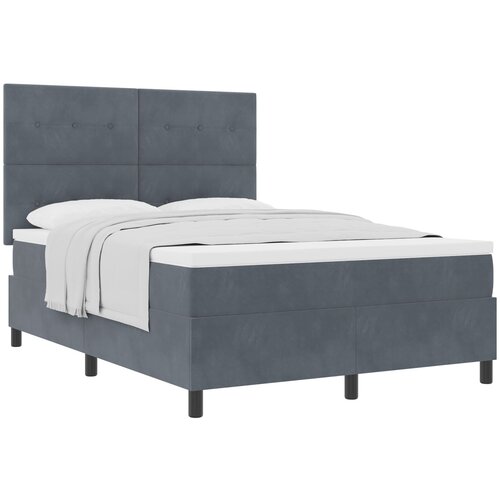 VidaXL Box Spring Postelja z Blazino Temno Siva 140x190 cm Žamet, (22051905) Slike