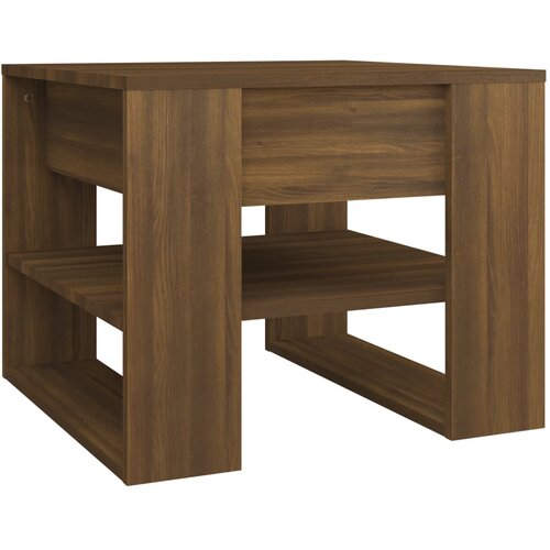 Maison Chic Klubska mizica - kavna mizica - Nizka mizica rjavi hrast 55,5x55x45 cm konstruiran les, (21753071) Slike