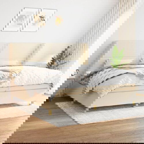The Living Store Box spring postelja z vzmetnico krem 200x200 cm blago - Box Spring Postelja, (21513716) Cene
