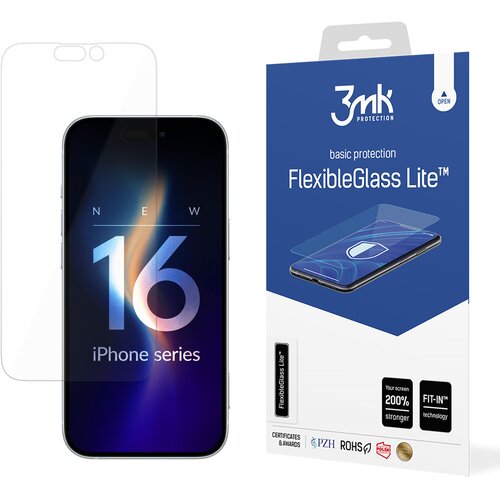 3mk flexibleglass solid kaljeno steklo za ovitek apple iphone 16 0,2MM, (21976721) Slike