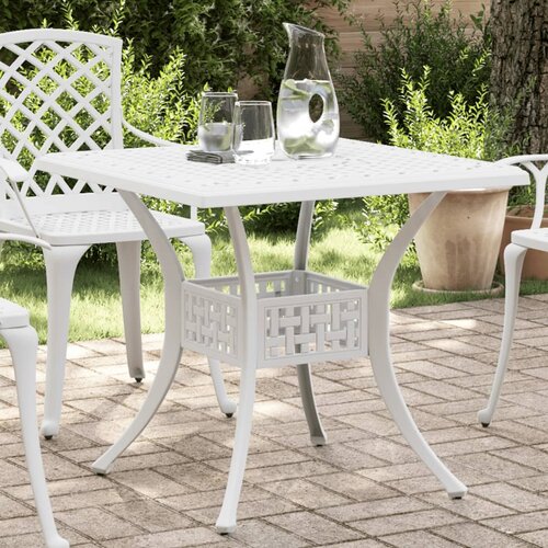 vidaXL Vrtna miza bela 80x80x75 cm liti aluminij Cene