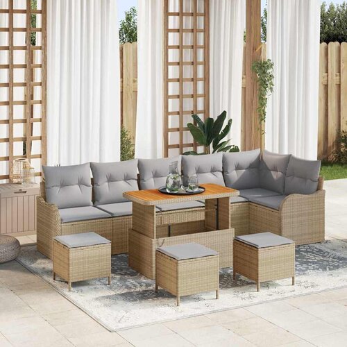  Sjedeća garnitura za vrt 10 kom. 9-Broj sjedala i Krema 80 x 80 x 71 cm Slike