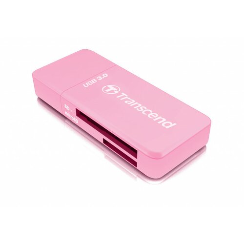 Transcend Card reader, Mini F5, USB3.0, SD/MicroSD SDHC/SDXC/UHS-I, Pink Slike
