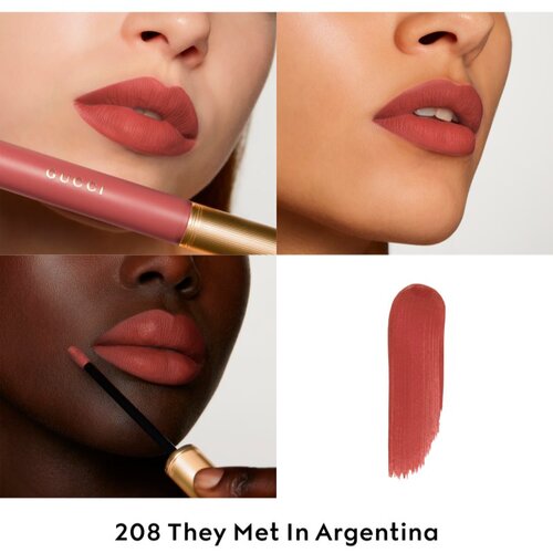 Gucci Beauty Rouge &amp;agrave; L&amp;egrave;vres Matte Lipstick mat tekući ruž za usne nijansa 208 They Met in Argentina 6.5 ml Slike