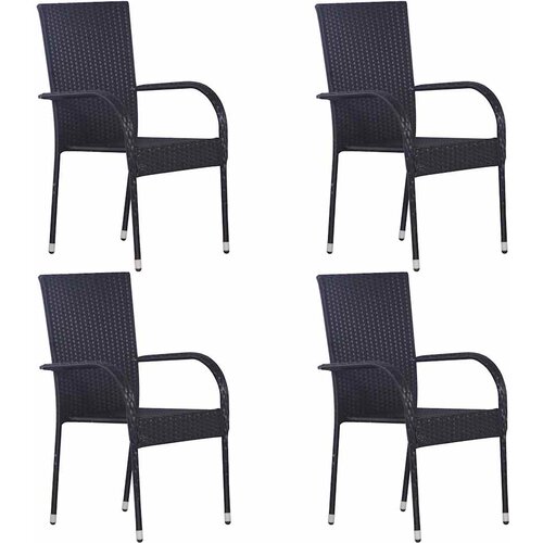  5-dijelni vrtni blagovaonski set od poliratana crni Crna Dužina stola 160 cm Slike