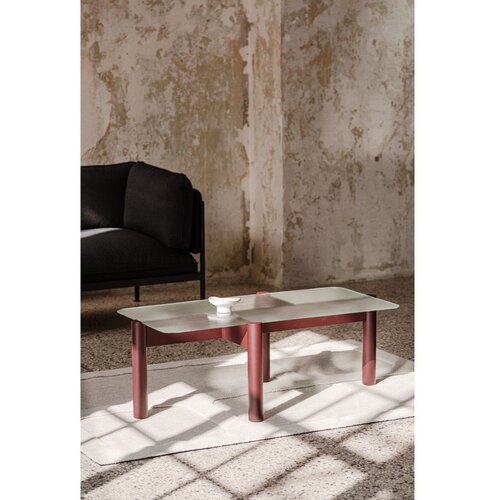 Noo.ma Bordo rdeča klubska mizica s stekleno mizno plo&amp;scaron;čo 55x105 cm Kob &amp;ndash; Slike