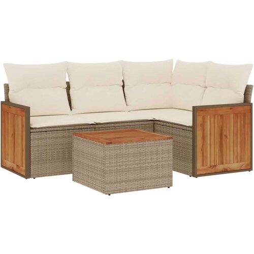 VidaXL 5-dijelni vrtni set sofa s jastucima bež od poliratana Slike