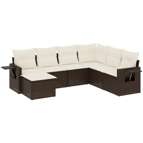 Maison Chic Seti vrtnega pohištva - Vrtna garnitura - Vrtni pohištvo set 7-delna z blazinami rjav poli ratan, (21802515) Cene