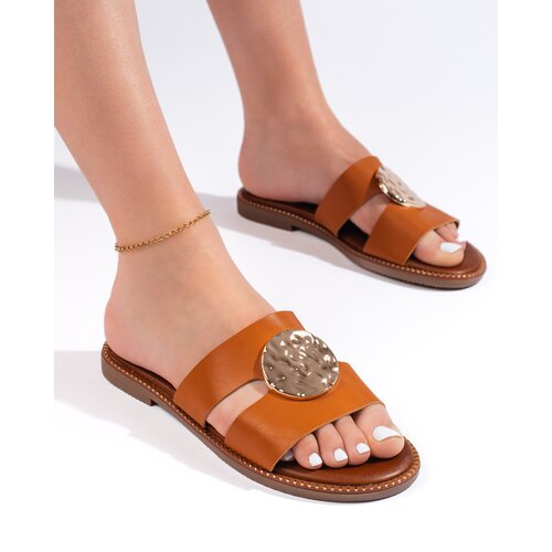 Shelvt Elegant women's camel flip-flops Cijene