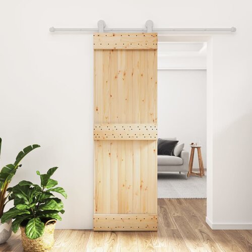 VidaXL Klizna vrata s priborom za montažu 70 x 210 cm masivna borovina Slike