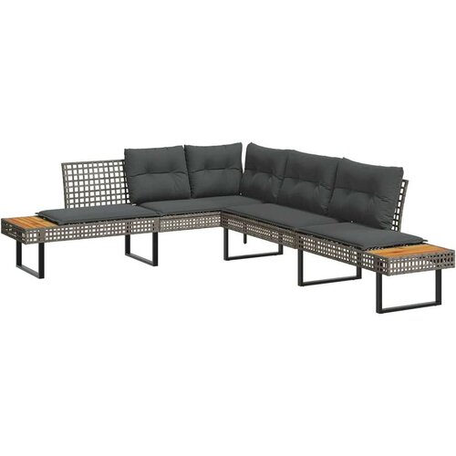 VidaXL 2-dijelni set vrtnih sofa s jastucima poliratan i staklo sivi Slike