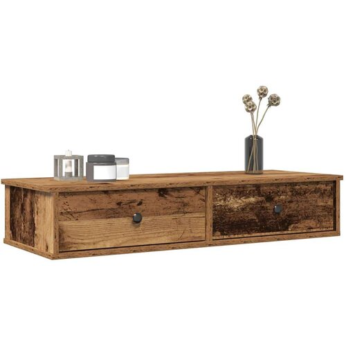 vidaXL Stenska polica s predali starinski les 100x37,5x19 cm inž. les Cene
