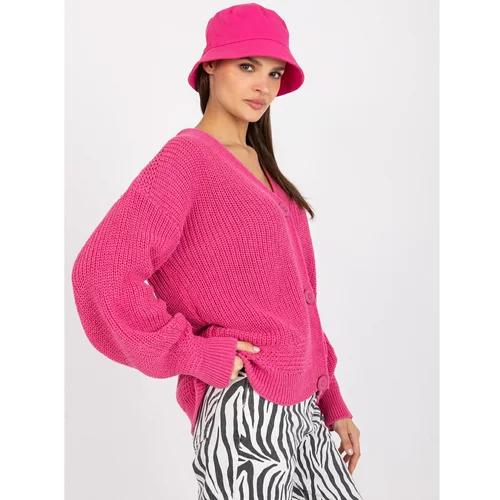 Fashion Hunters RUE PARIS pink oversize cardigan with long sleeves