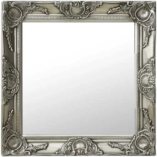 vidaXL Stensko ogledalo v baročnem stilu 50x50 cm srebrno