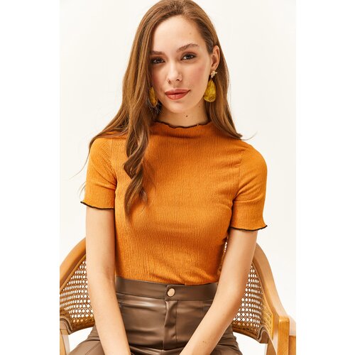 Olalook Women&amp;#039;s Mustard Baby Overlock Blouse Slike