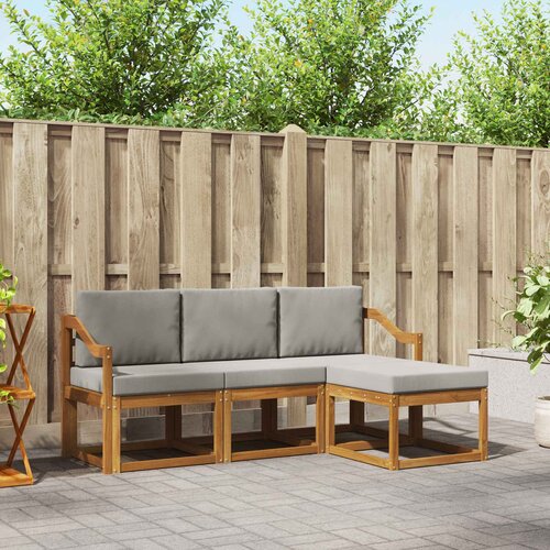  Set vanjskih sofa s jastukom 4 pcs Prirodna i svijetlo siva Cene